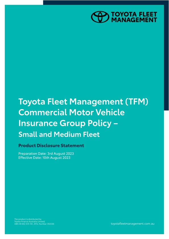 Commercial Motor Vehicle Insurance - Small & Medium Fleets PDS